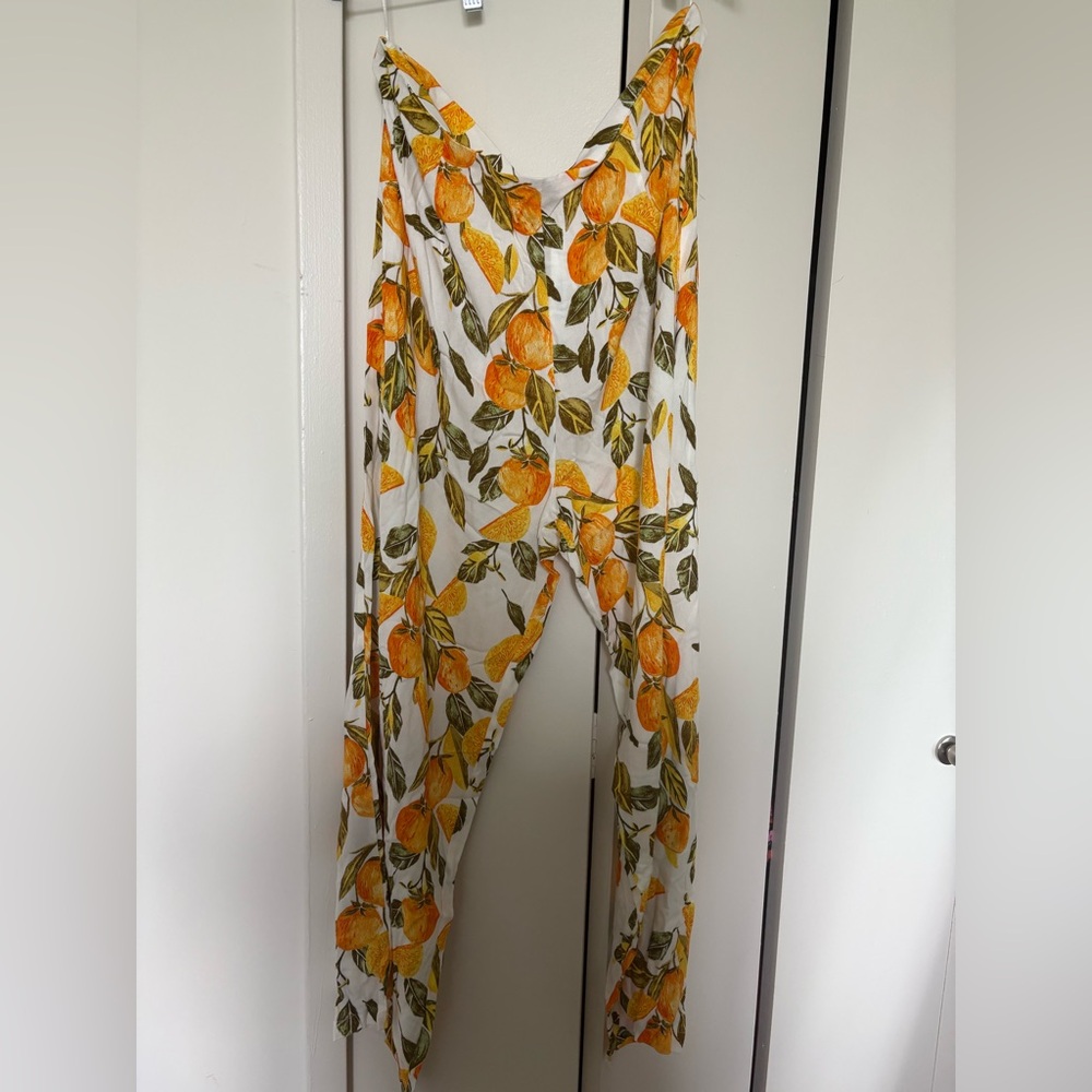 Never Fully Dressed White Jumpsuit with Orange Lemon Print